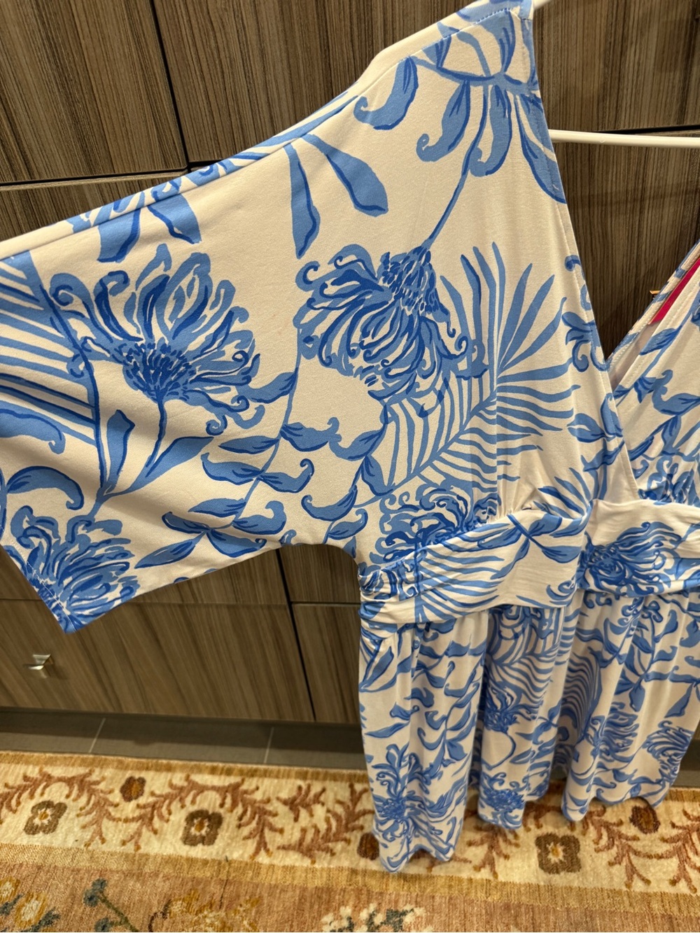 XL Lilly Pulitzer Blue and White Floral Dress/ Romper (with shorts under) - Picture 2 of 5